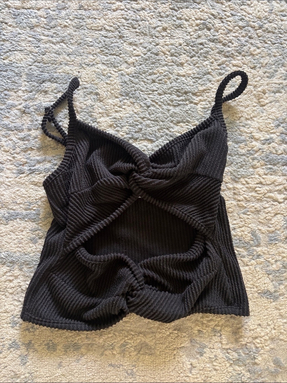 Vintage Havana Black Twist-Front Ribbed Camisole